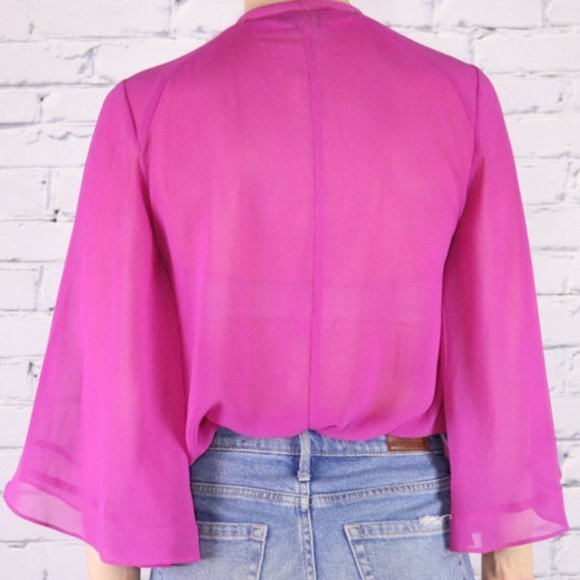 ASOS bright pink sheer choir boy sleeve blouse r3 - Picture 4 of 10